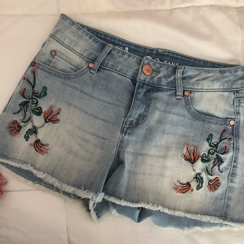 CPJ floral embroidered jean shorts